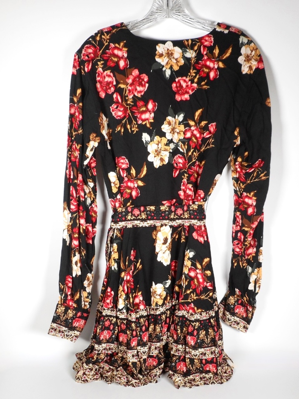 Venus Black Floral Rose Womens 14 Party Cocktail Dress Fit and Flare Long Sleeve - Picture 7 of 9